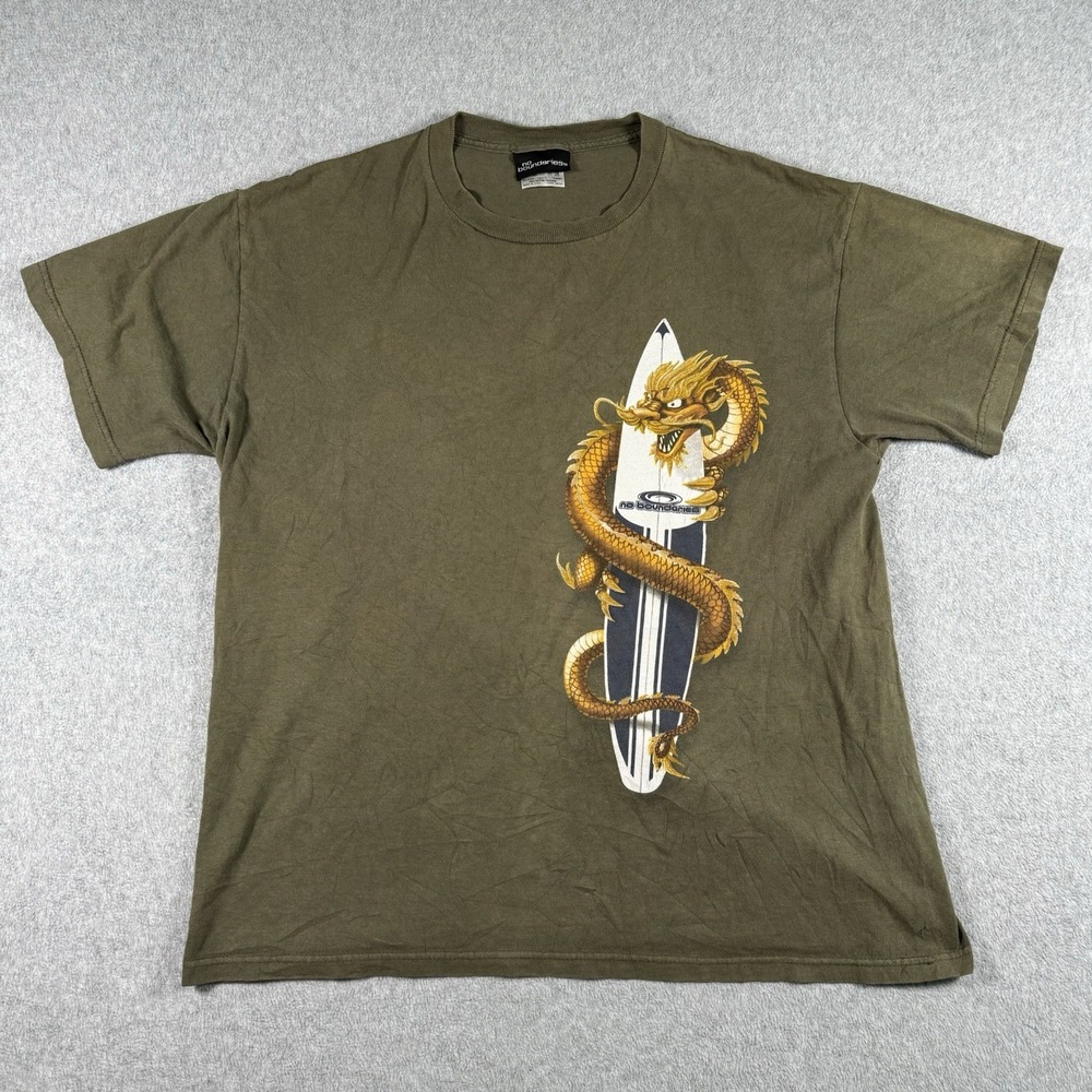 Vintage No Boundaries Dragon Surfboard Graphic T-Shirt Made In USA Size L